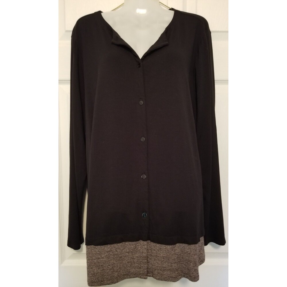 J Jill Women's Cardigan Black Button Long Sleeve Wearever Collection Size XL